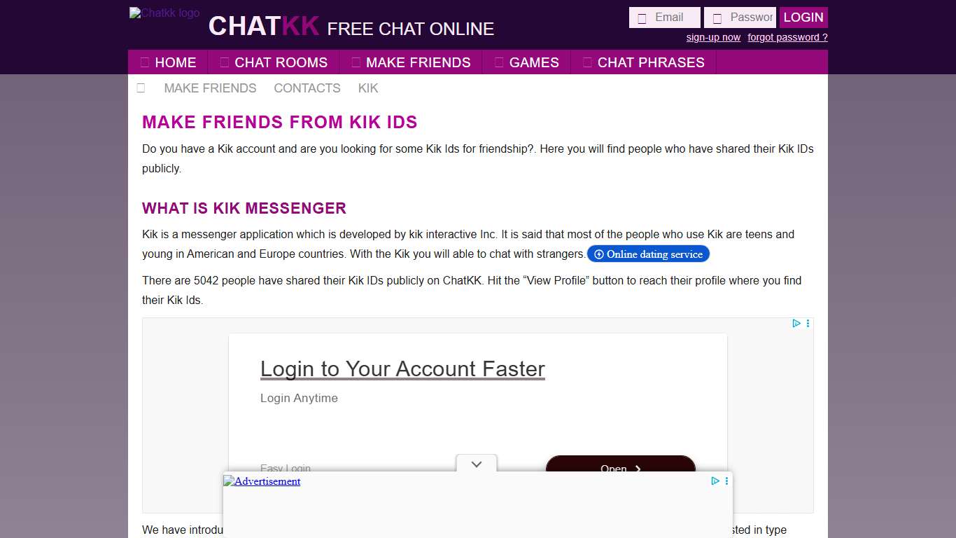 Find friends with KIK Ids, make friends online around the world